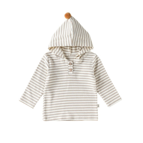 Autumn Arrival Baby Kids Unisex Striped Pattern Long Sleeves Hooded
