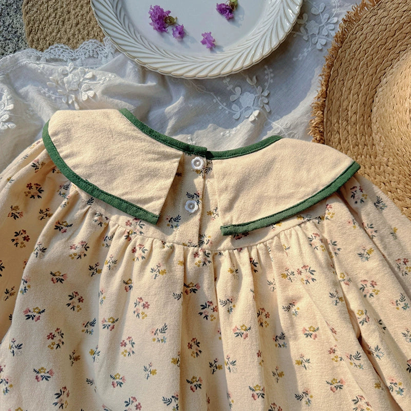 Autumn Arrival Baby Kids Girls French Style Floral Pattern Long