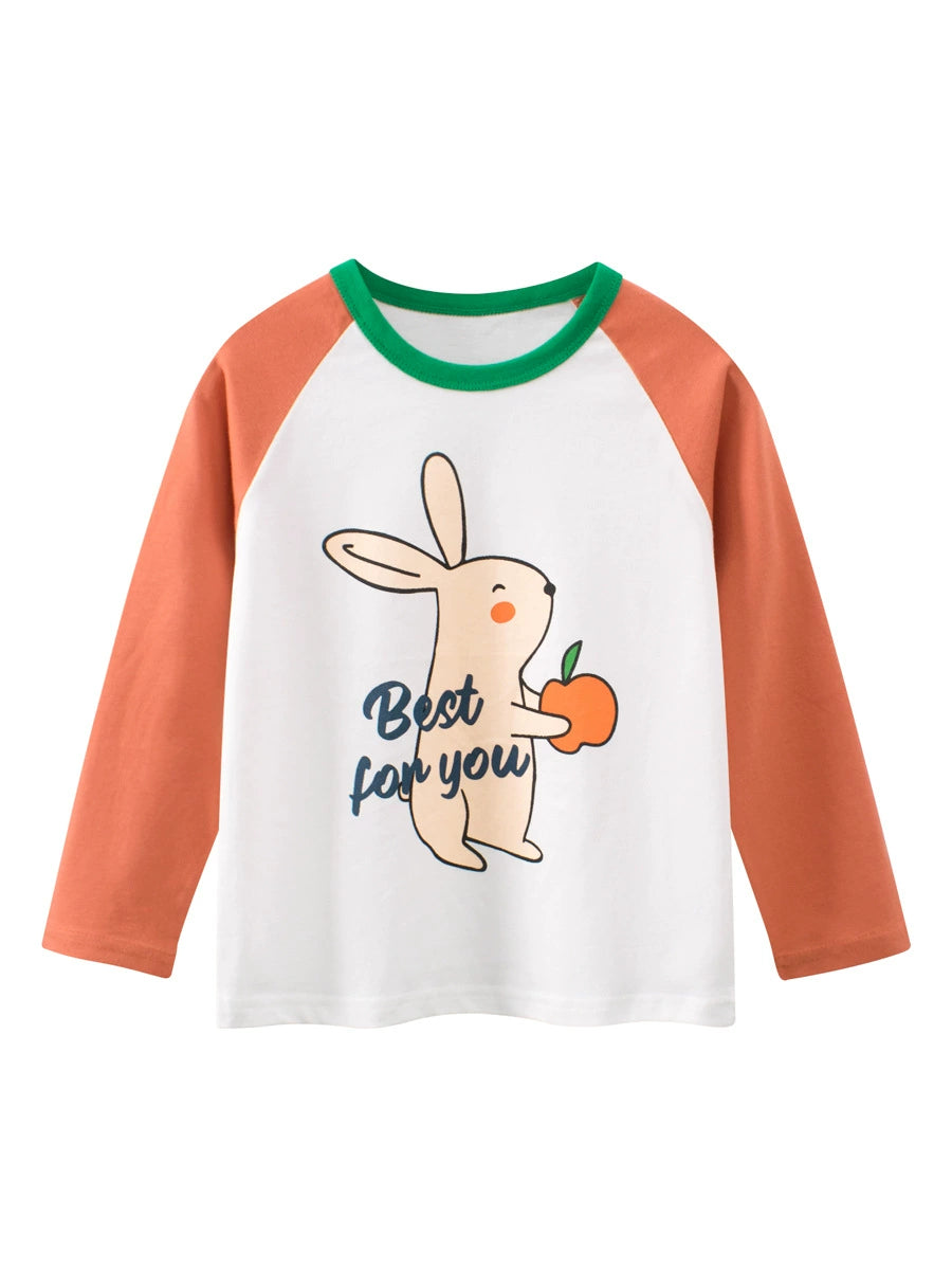 Autumn Baby Kids Girls Letters and Cartoon Print Long Sleeves Crew