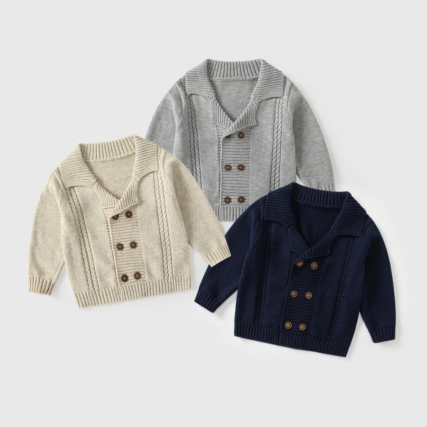 Arrival Autumn Baby Kids Boys Solid Color Striped Pattern Long Sleeves