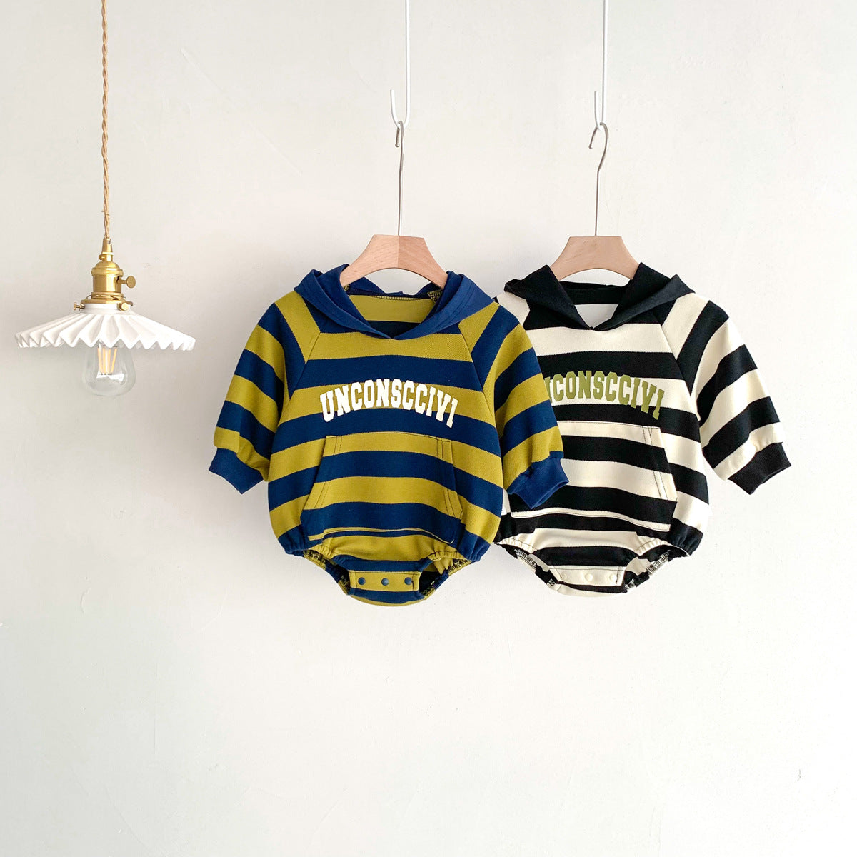 Autumn Arrival Baby Unisex Long Sleeves Striped and Letters Pattern