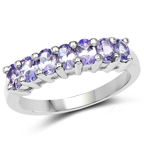 1.19 Carat Genuine Tanzanite .925 Sterling Silver Ring