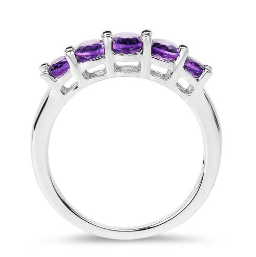 1.43 Carat Genuine Amethyst .925 Sterling Silver Ring