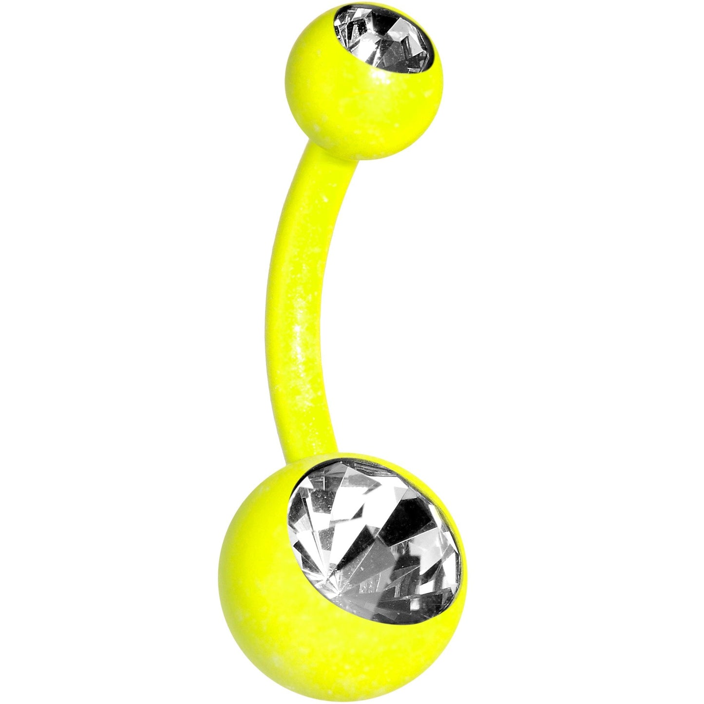 14G 3/8 Clear Gem Yellow Glow In The Dark Effect Belly Ring