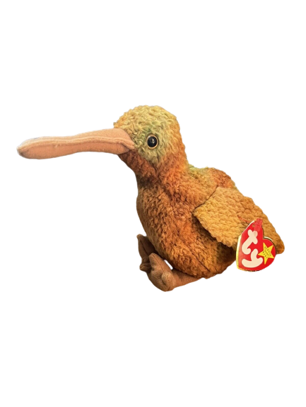 1998 Ty Beanie Baby Beak the Kiwi Bird Retired P.E. Pellets w/ Tag Errors