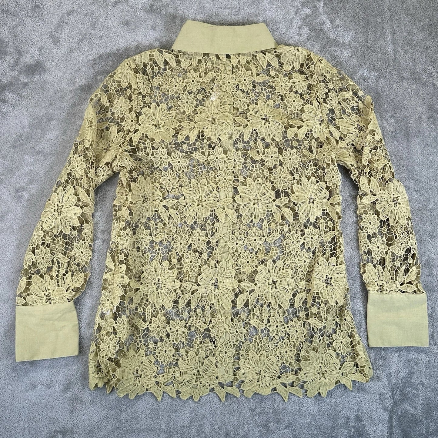 Adiva Embroidered Crochet Mesh Blouse Sheer Color Grass, Medium