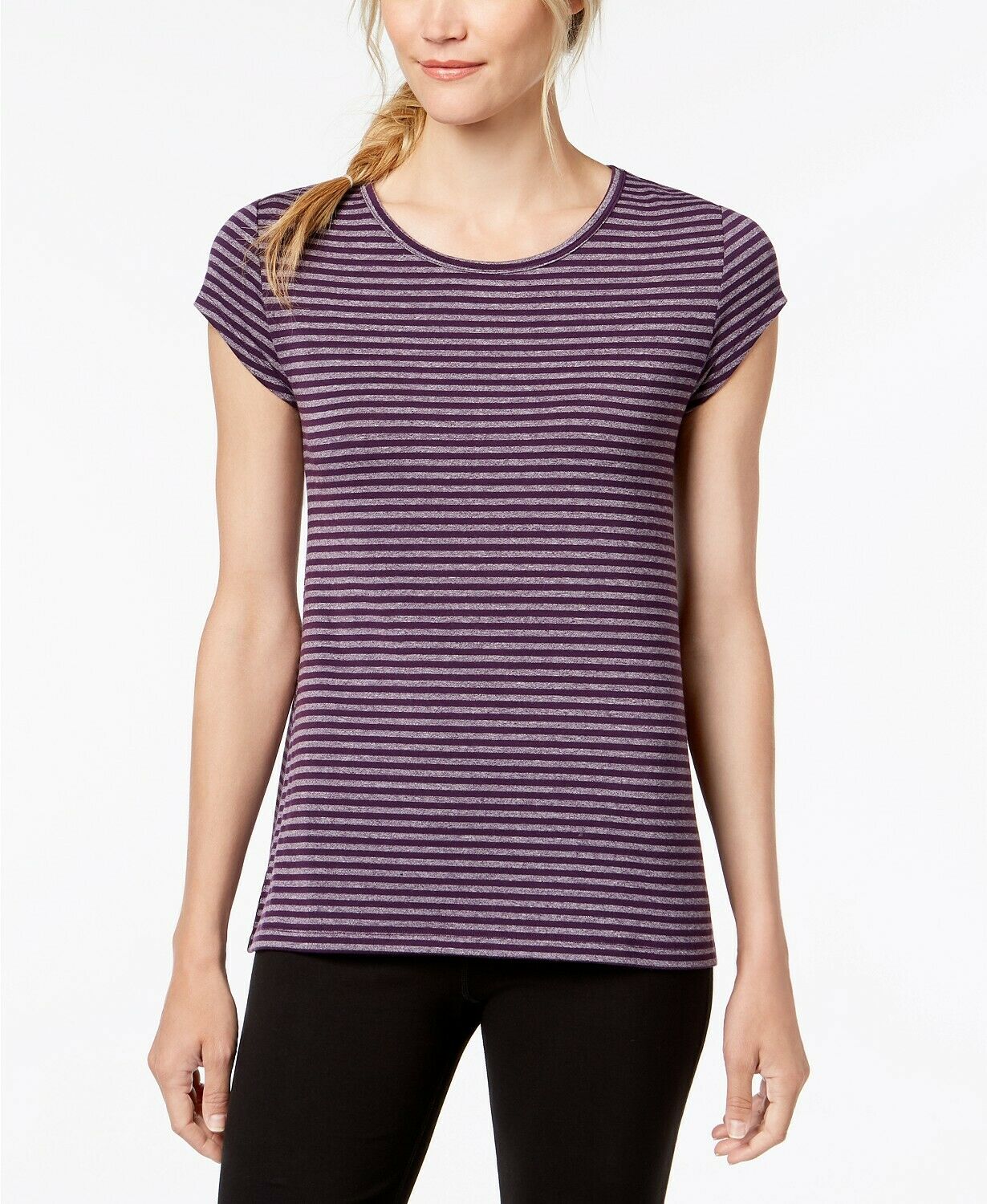 Ideology Womens Striped Cut-Out T-Shirt