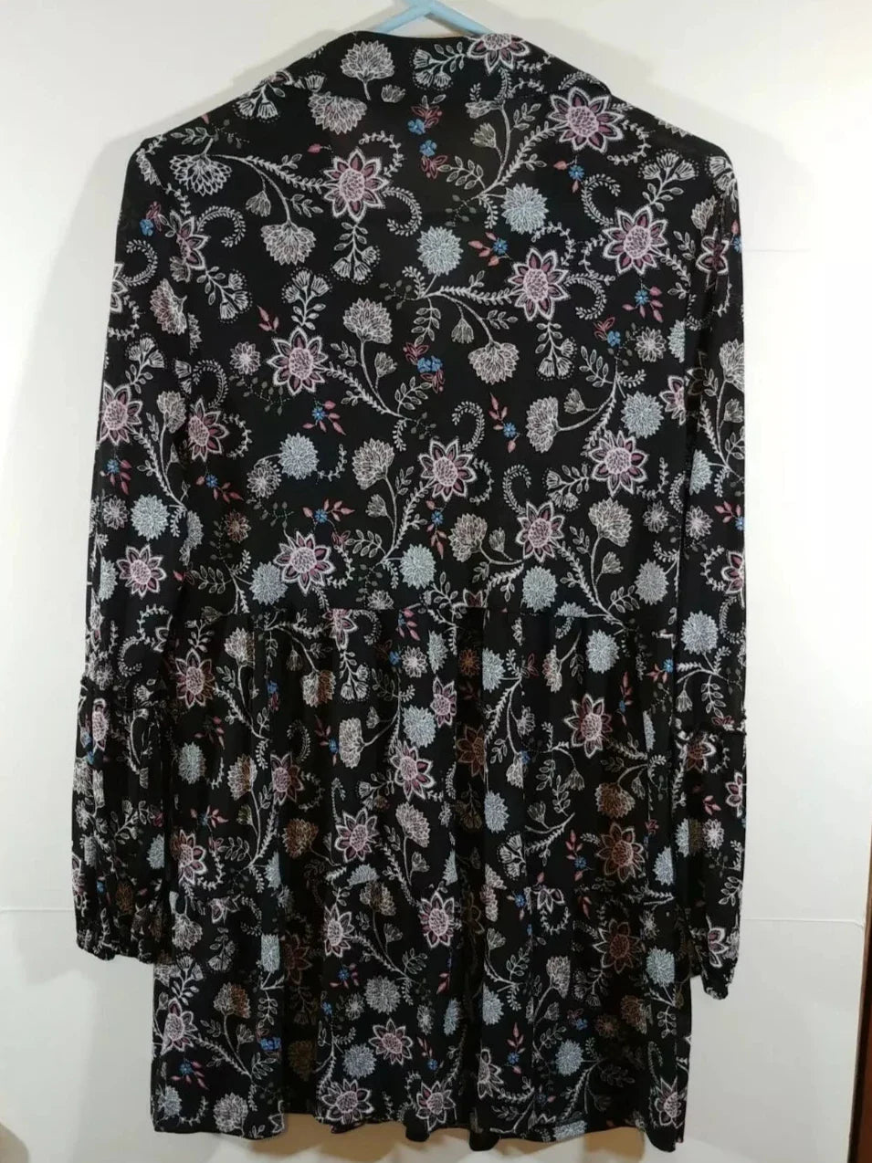 Style & Co Button-Down Printed Peplum Top, Size Large