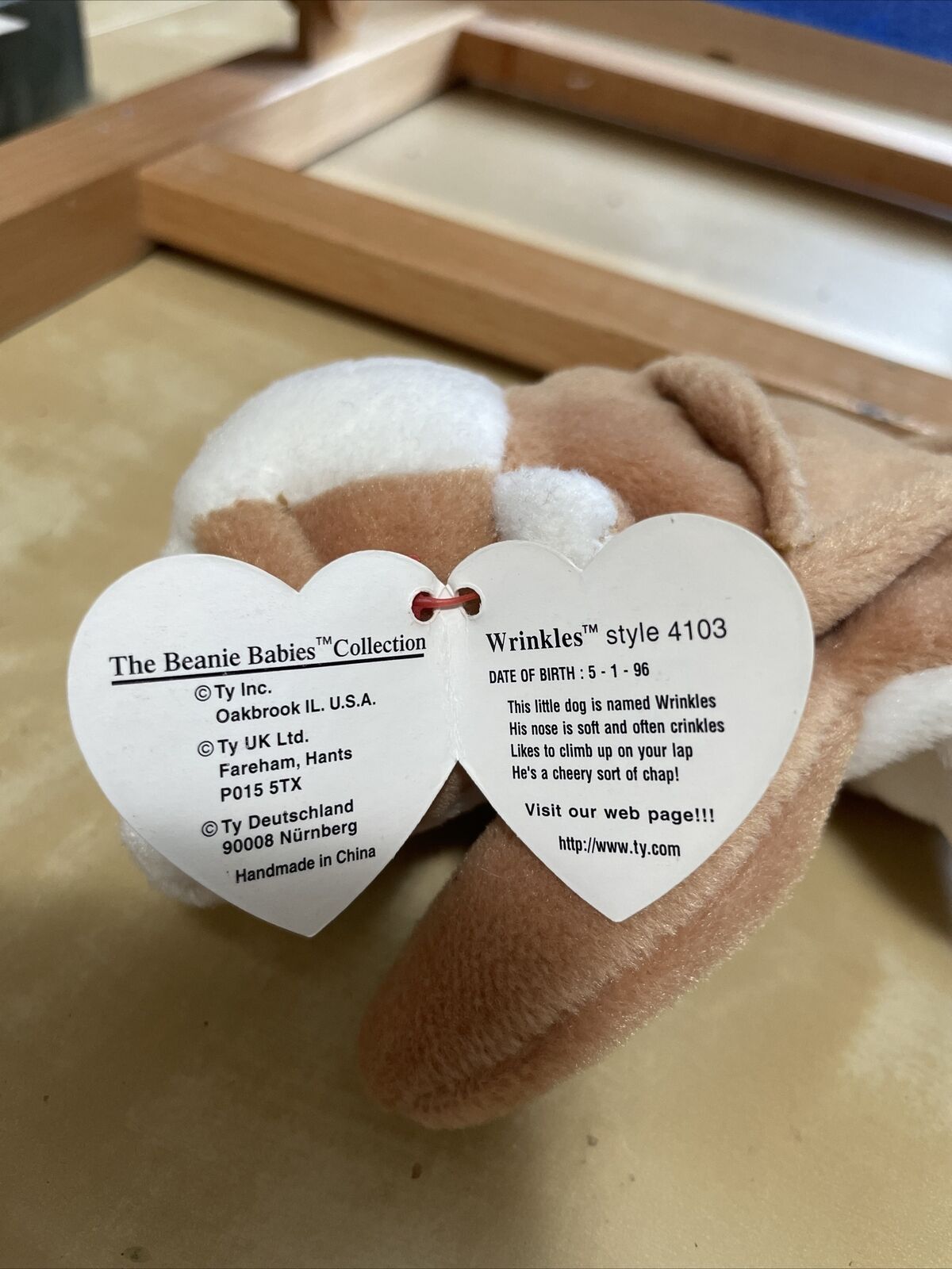 Ty Beanie Baby Wrinkles the Bulldog 1996 w/TAG ERRORS, -4103