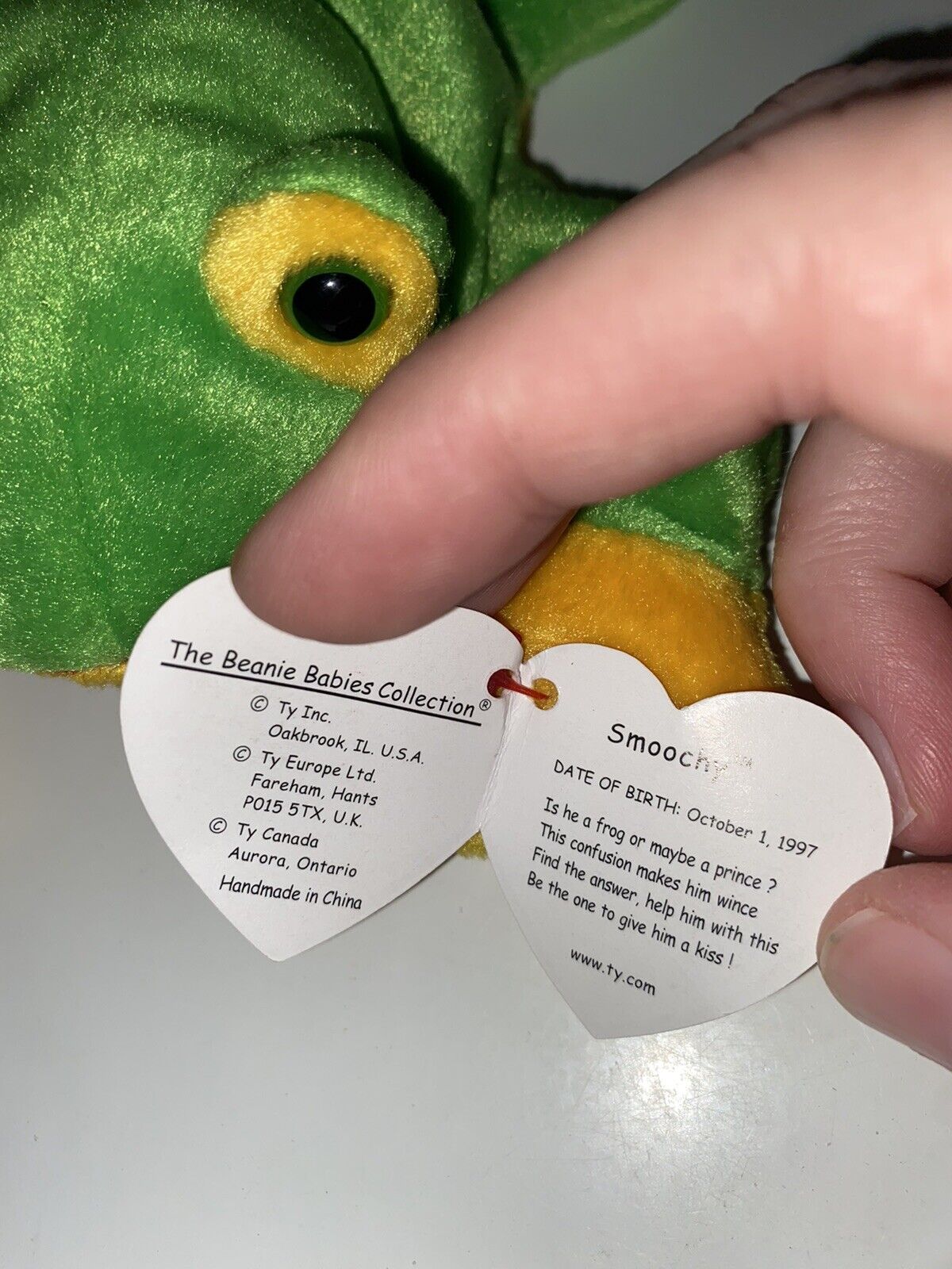 Ty Beanie Baby: Smoochy the Frog The Frog 1997 ** MANY Tag ERRORS ** PVC!