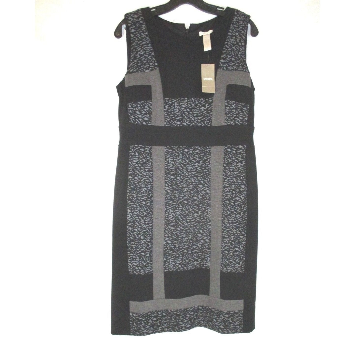 Chicos Ponte Pieced Jacquard Jessa Sheath Dress, Size L/14