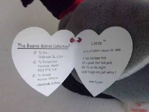 1998 Ty Beanie Baby Loosy the goose Retired with Errors