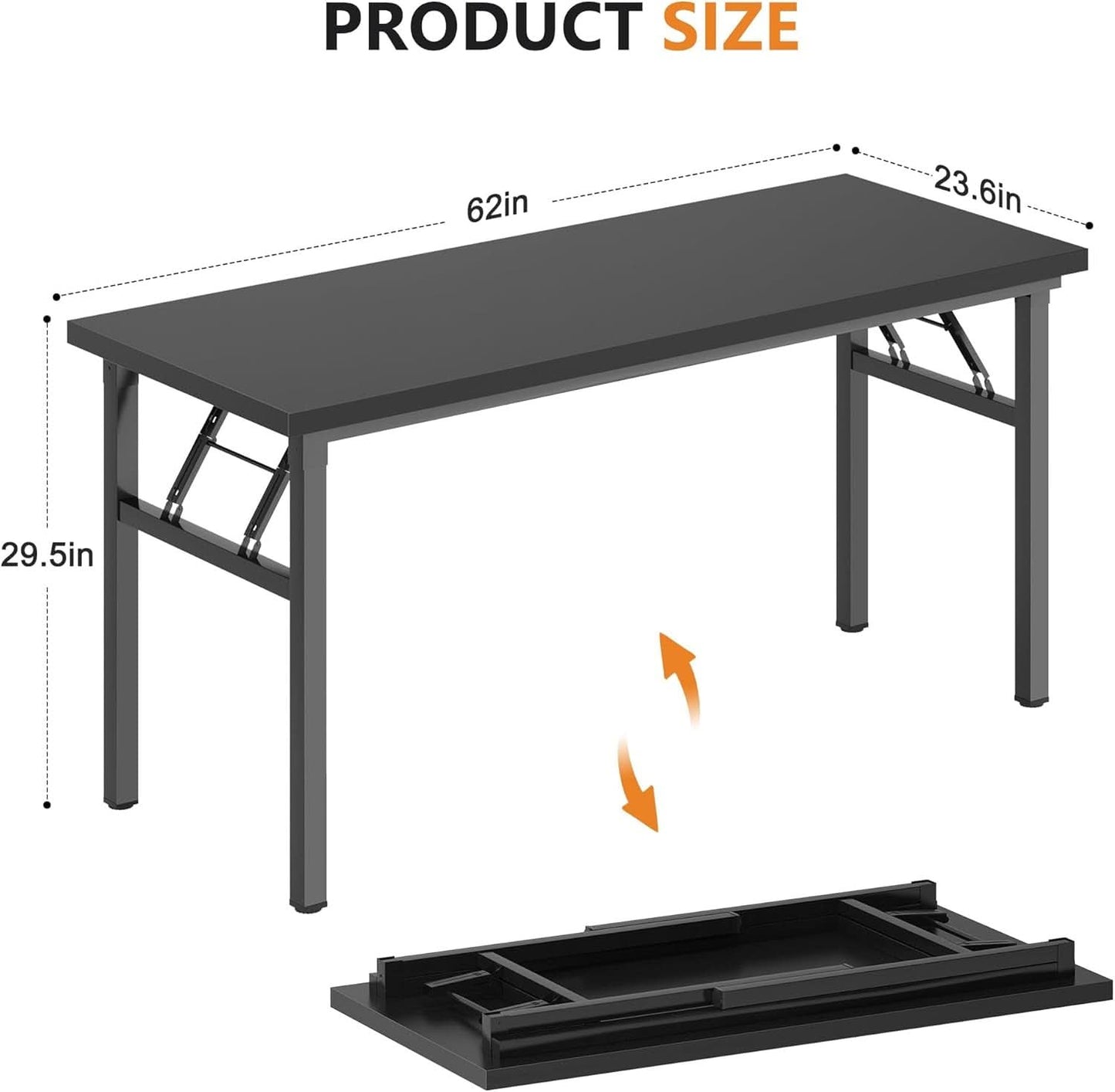 Spacious 62 Inch Office Desk with Metal Frame