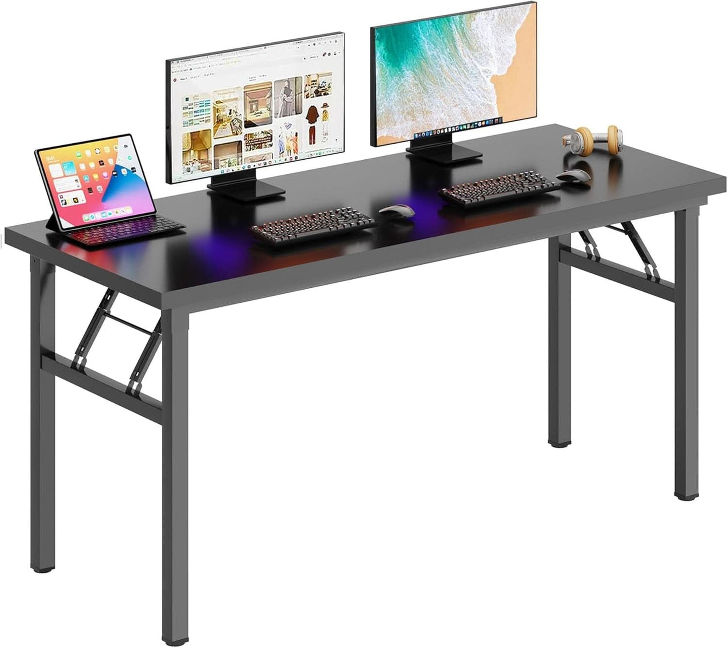 Spacious 62 Inch Office Desk with Metal Frame