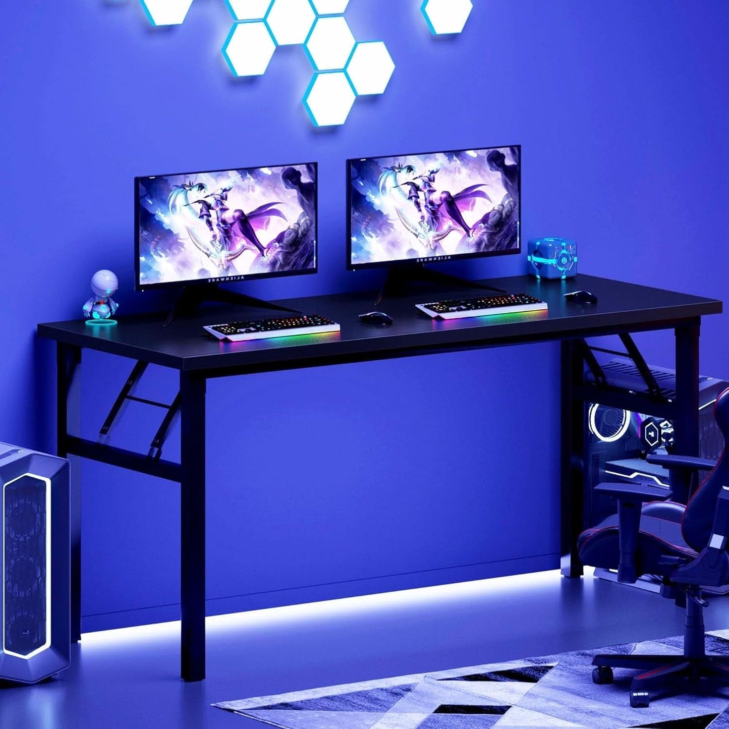 Spacious 62 Inch Office Desk with Metal Frame