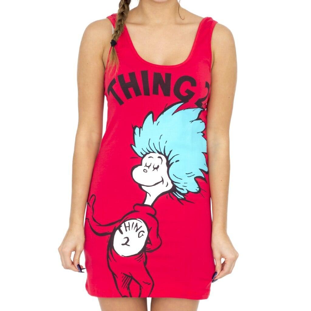 Thing 1 or Thing 2 Seuss Tunic Tank Halloween Cosplay Costume Dress