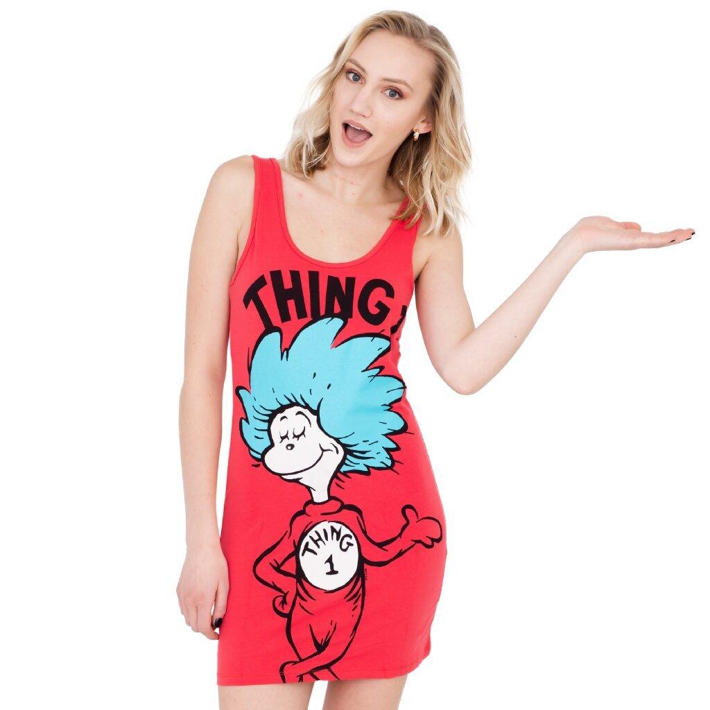 Thing 1 or Thing 2 Seuss Tunic Tank Halloween Cosplay Costume Dress