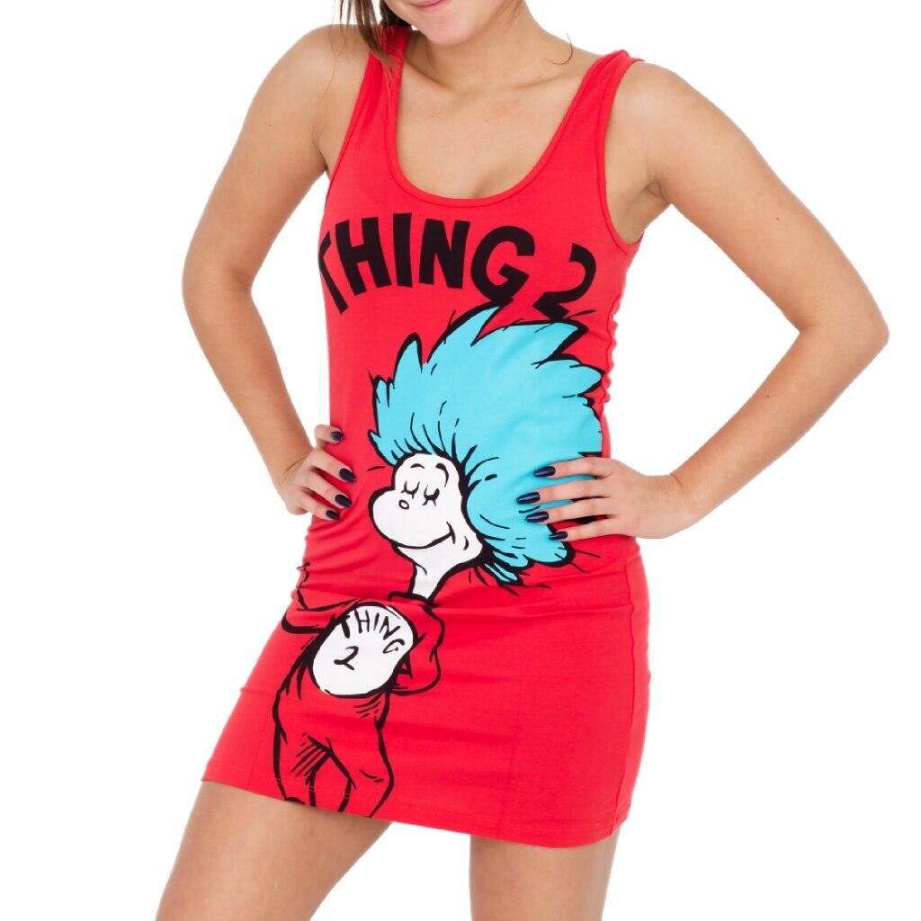 Thing 1 or Thing 2 Seuss Tunic Tank Halloween Cosplay Costume Dress