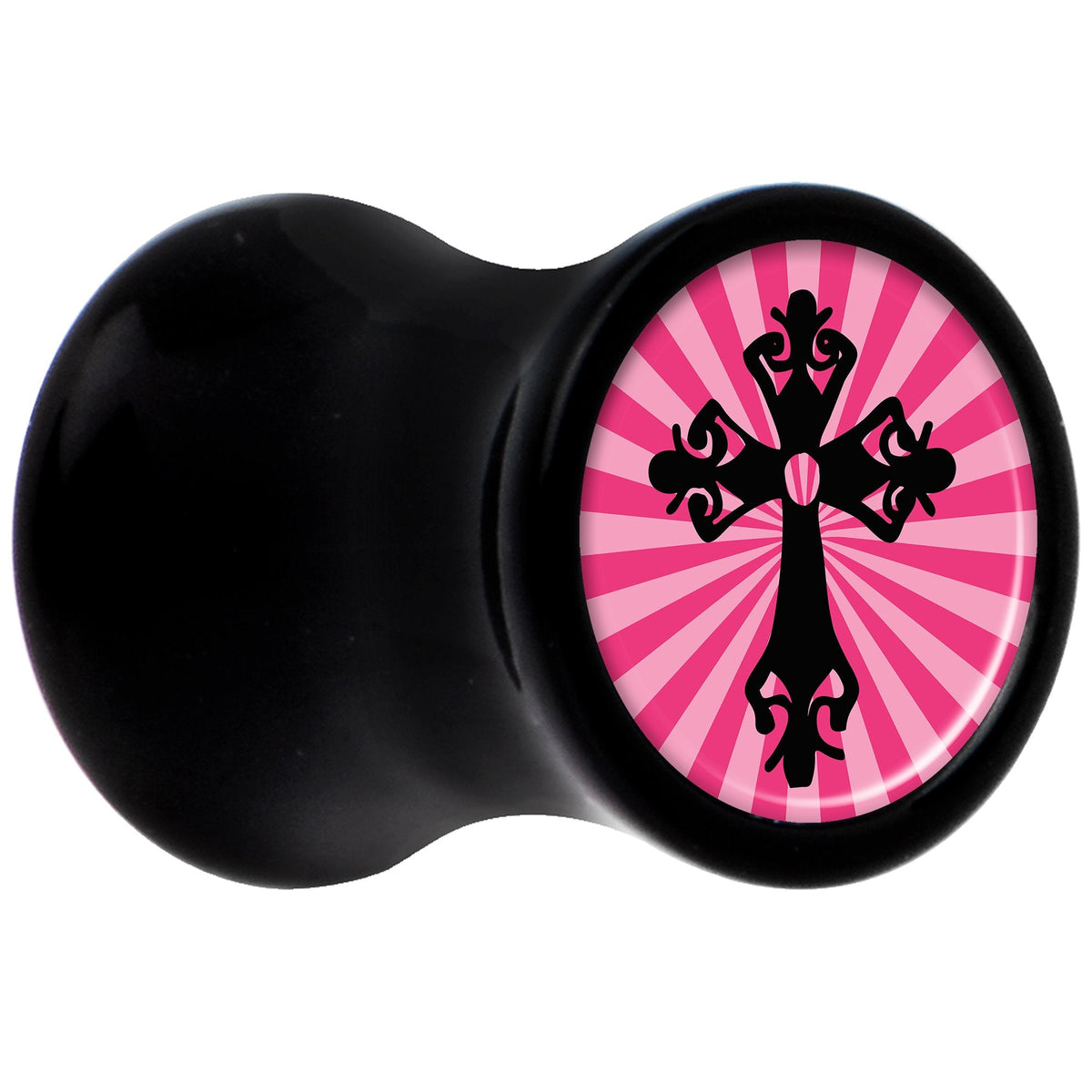 Black Acrylic Pink Black Radiant Cross Saddle Plug Set 2G