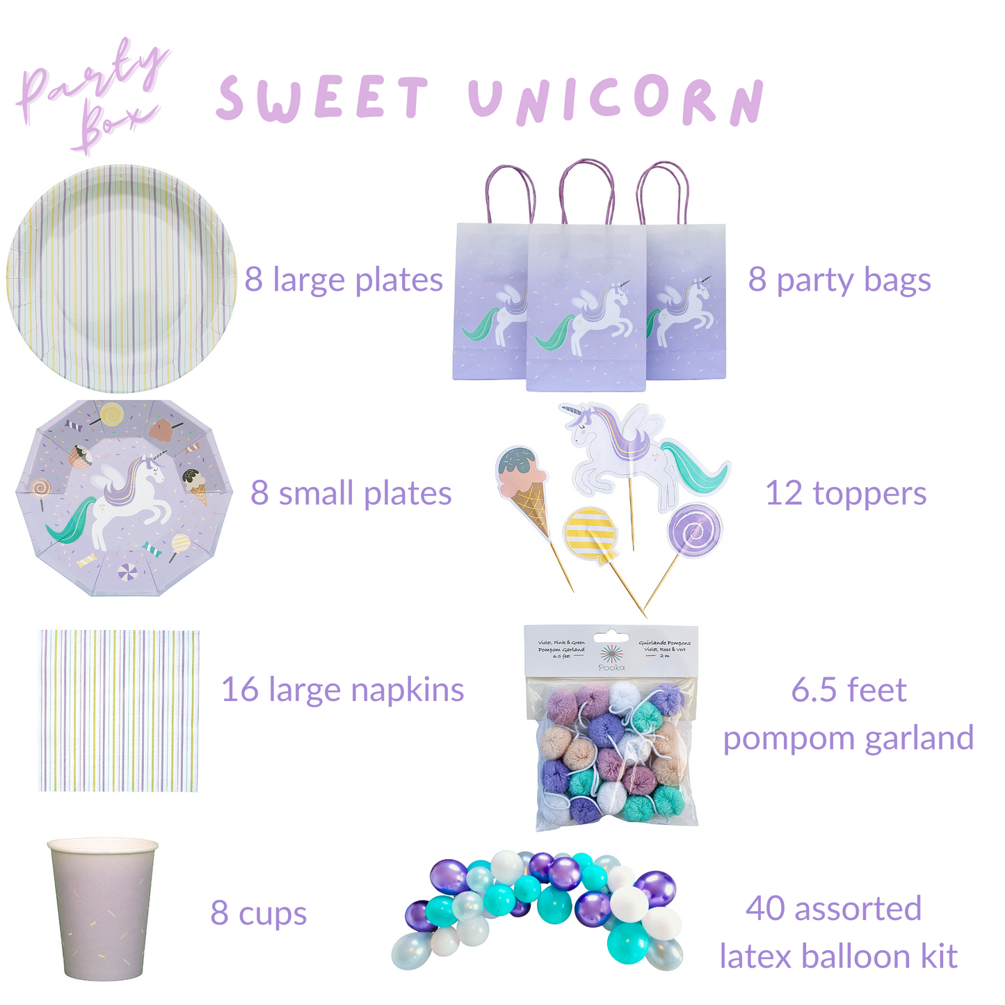 Sweet Unicorn Party Supplies in a Box