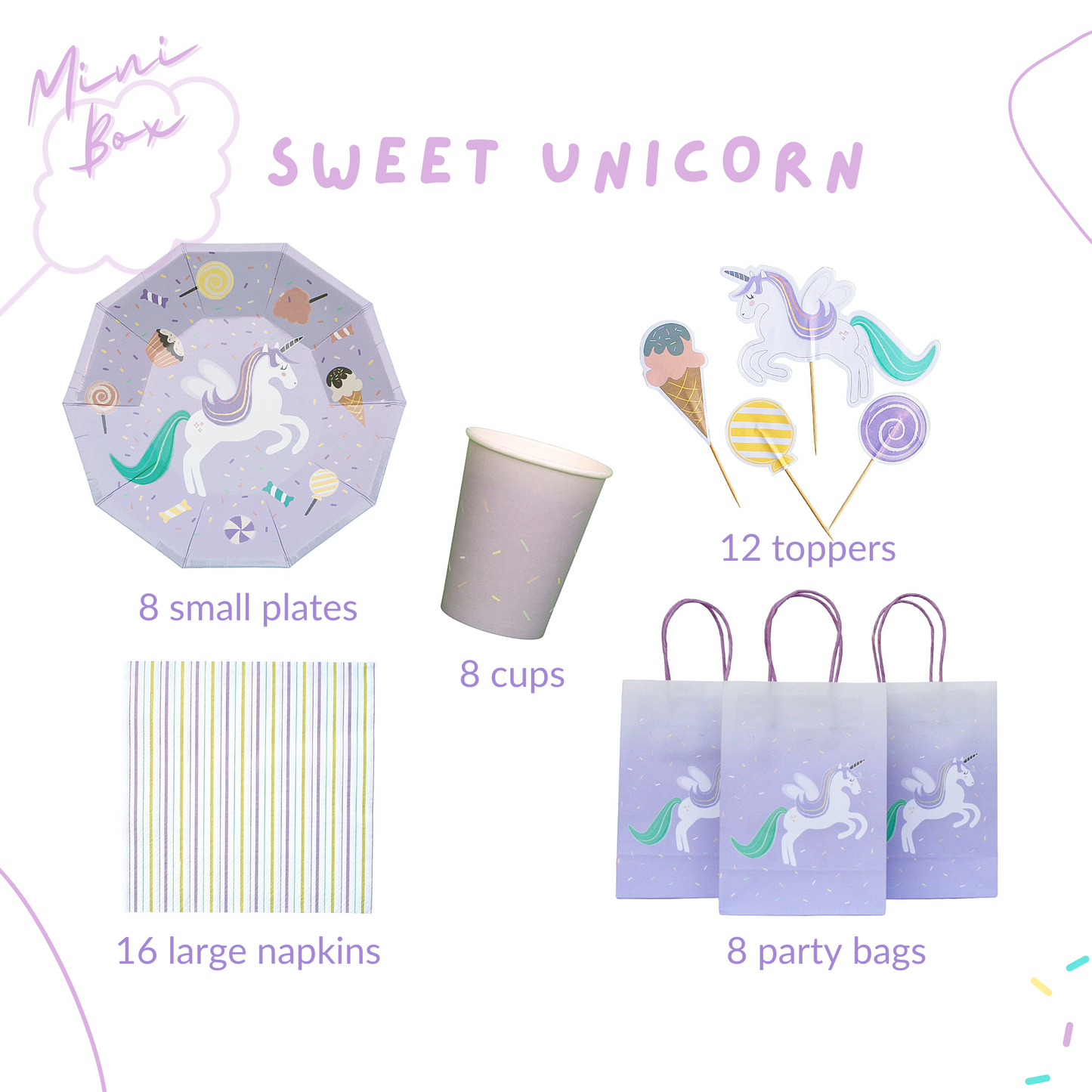 Sweet Unicorn Party Supplies in a Box