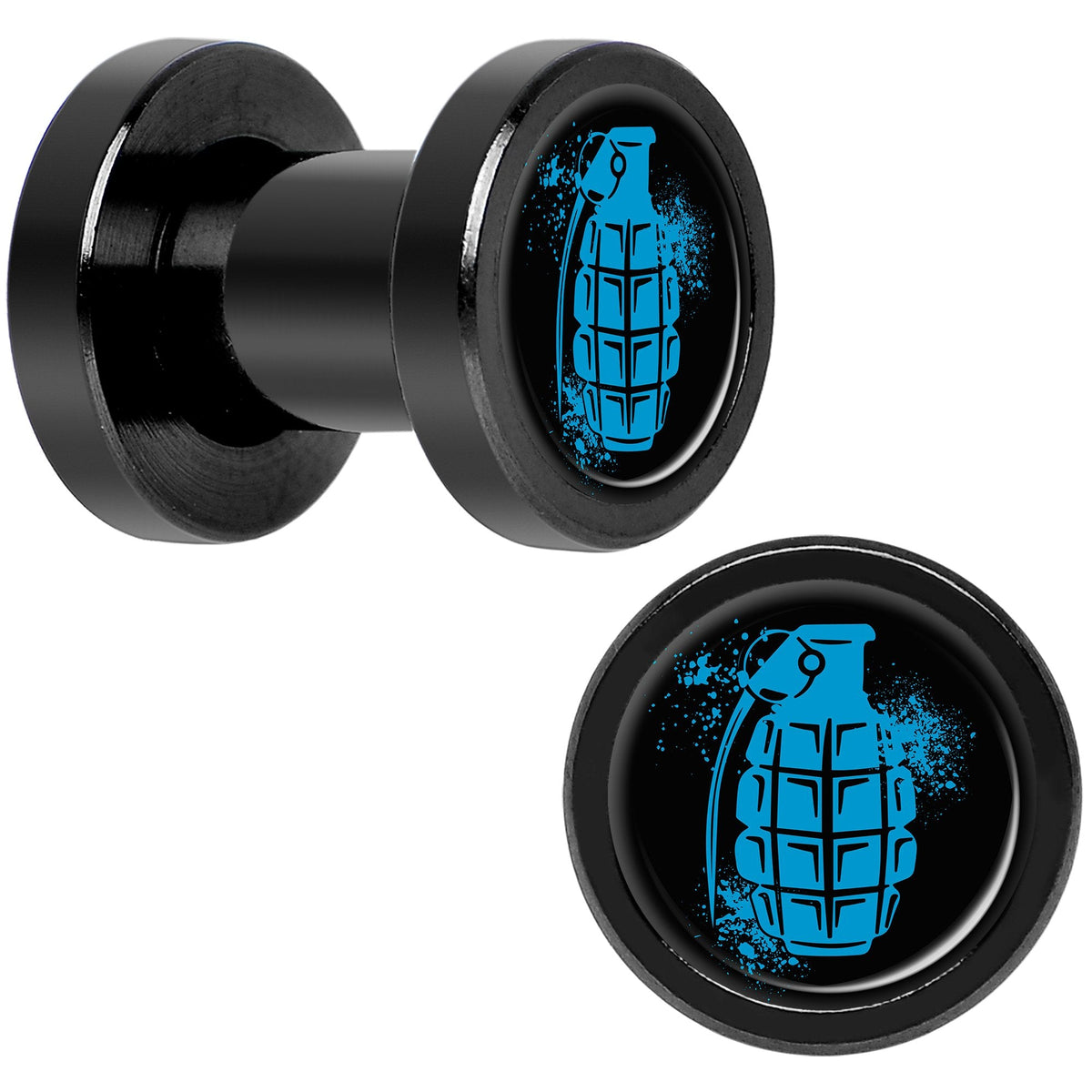 Blue Grenade Black Anodized Screw Fit Plug Set 4G