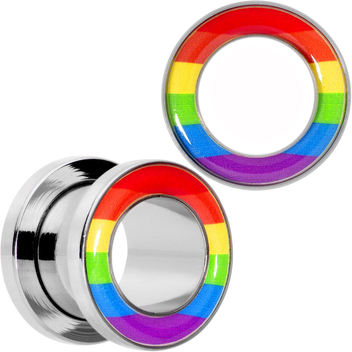 Rainbow Unity Pride Screw Fit Tunnel Plug Set 2G to 1"